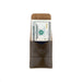 Brown leather money clip with dollar bill on a white background