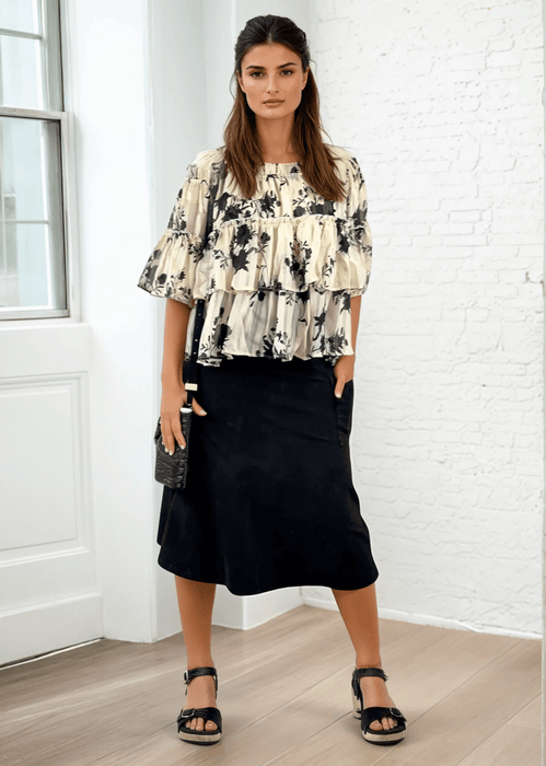 Alyssa Very Versatile Cotton Skirt in Dark Denim
