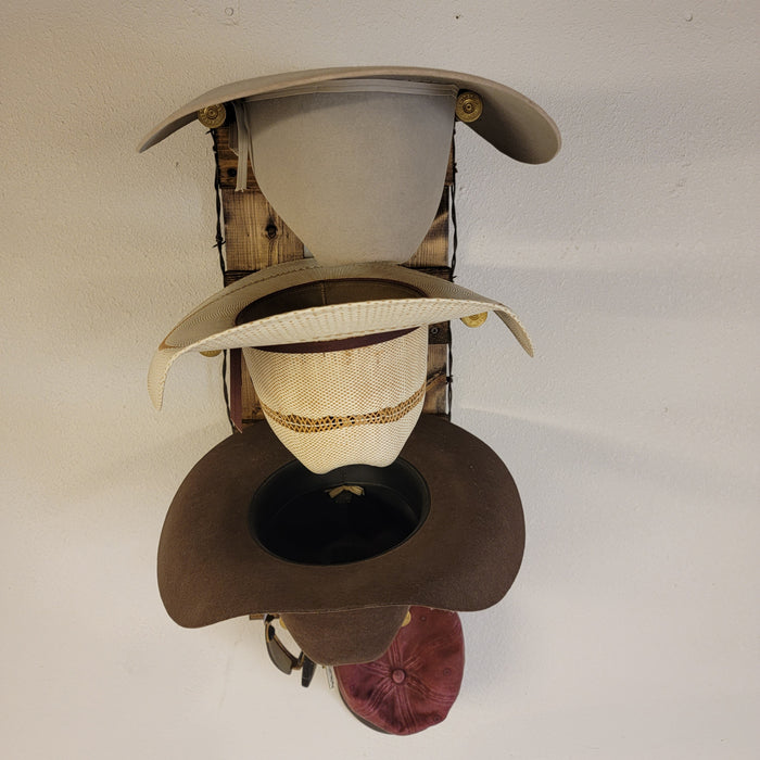 Handcrafted 3-Cowboy Hat Rack Organizer
