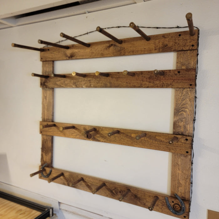 Handcrafted 3-Cowboy Hat Rack Organizer with 13 Gimmee Cap pegs