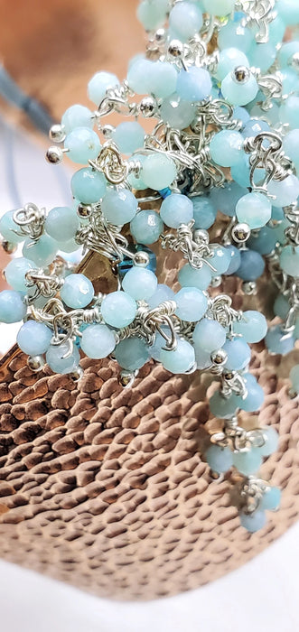 Turquoise Dangle Wide Hammered Copper Cuffs