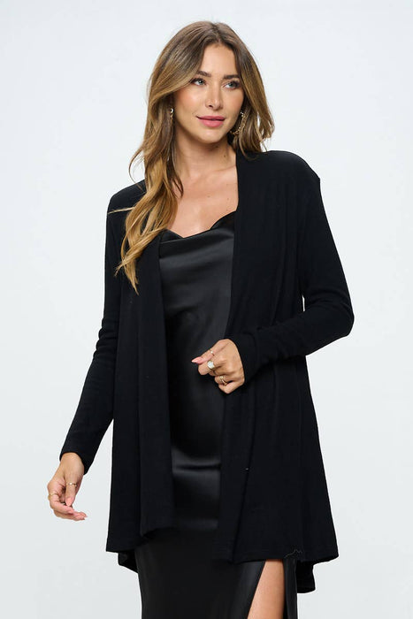 Made in USA Brushed Knit Draped Cardigan with Cashmere Feel