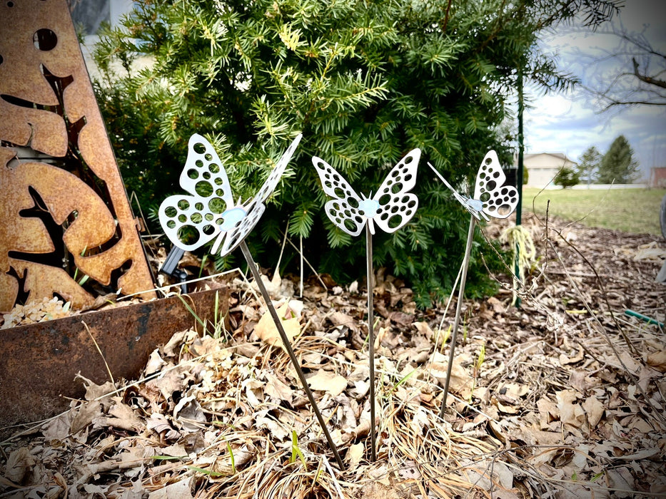 3-Pack Metal Butterfly Garden Stakes