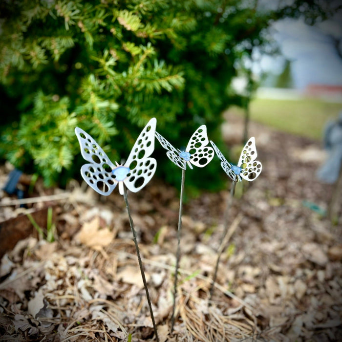 3-Pack Metal Butterfly Garden Stakes
