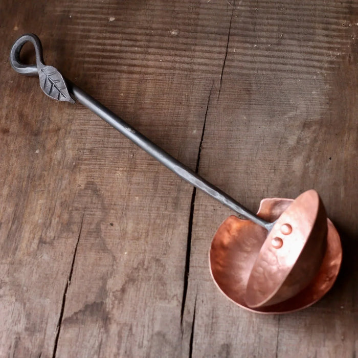 Copper and Steel Ladle - Leaf Handle