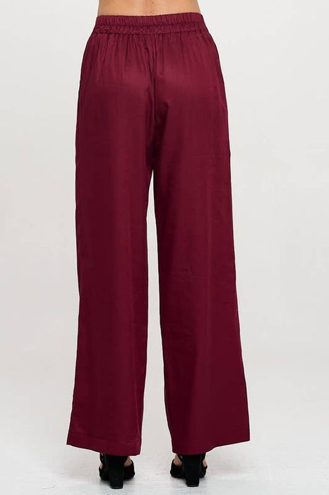 Made in USA Tencel Solid Straight Leg Pants with Pockets