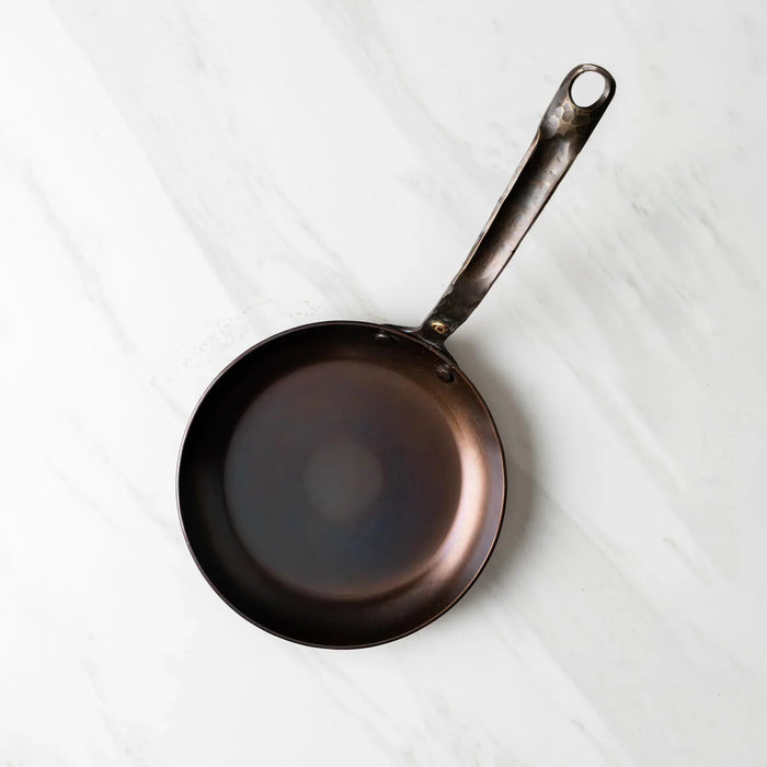 8" Hand Forged Round Carbon Steel Skillet