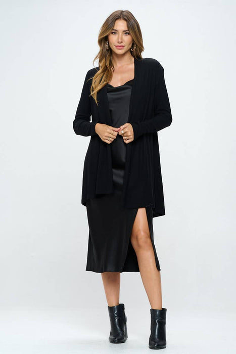 Made in USA Brushed Knit Draped Cardigan with Cashmere Feel