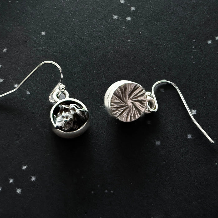Small Round Raw Meteorite Dangle or Stud Earrings