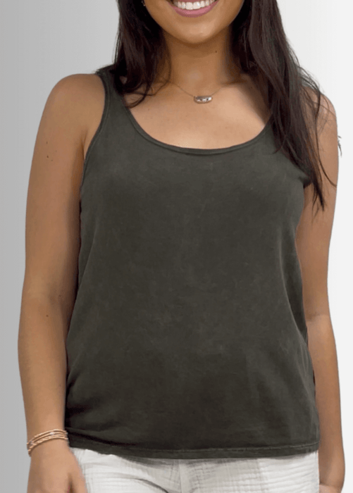 Twenty Four Seven Cotton Tank in Stone