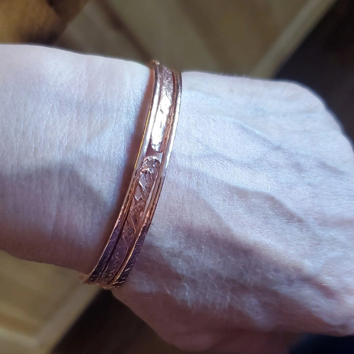 Stackable Hammered Double Canted Angle Bangles
