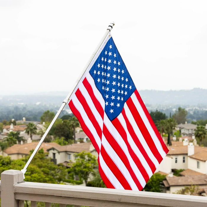 Premium American Flag Display Set - Durable US Made Flag, Pole, Mount & Aluminum Rings