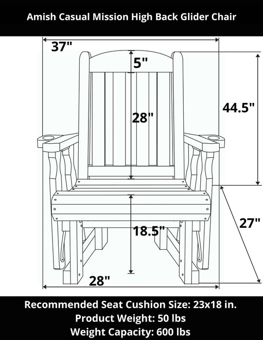 Amish Casual Heavy Duty Mission Glider Chair and Table Set