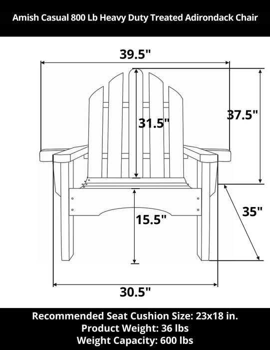 Amish Casual 800 Lb Heavy Duty Treated Adirondack Chair