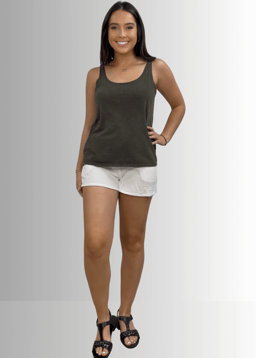 Twenty Four Seven Cotton Tank in Dark Moss Green