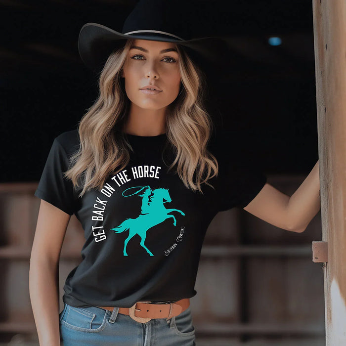 Get Back on the Horse Black Graphic Tee Shirt