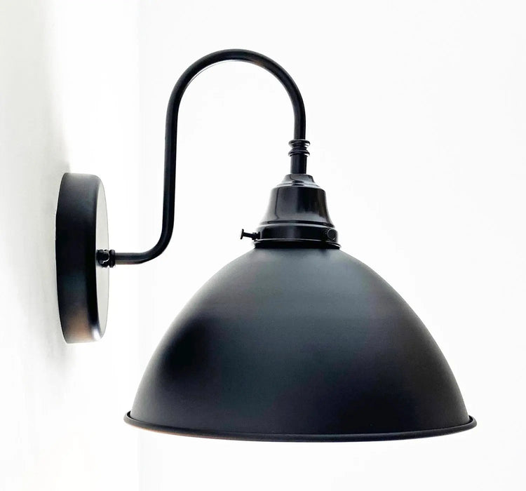 Large Black Enamel Farmhouse Wall Sconce Lighting