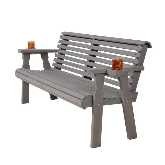 Amish Casual Roll Back 5 Foot Treated Wood Outdoor Bench