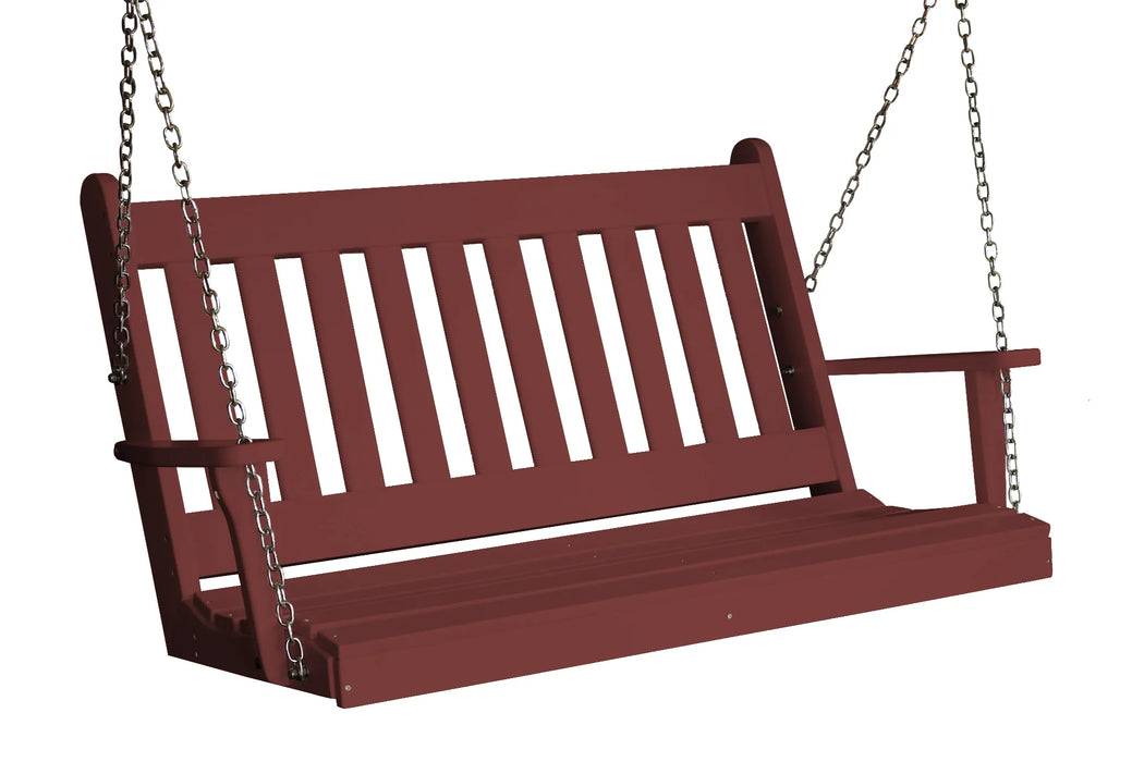 Keystone Amish Co. 4 Foot Franklin Poly Composite Porch Swing, Cherry Wood