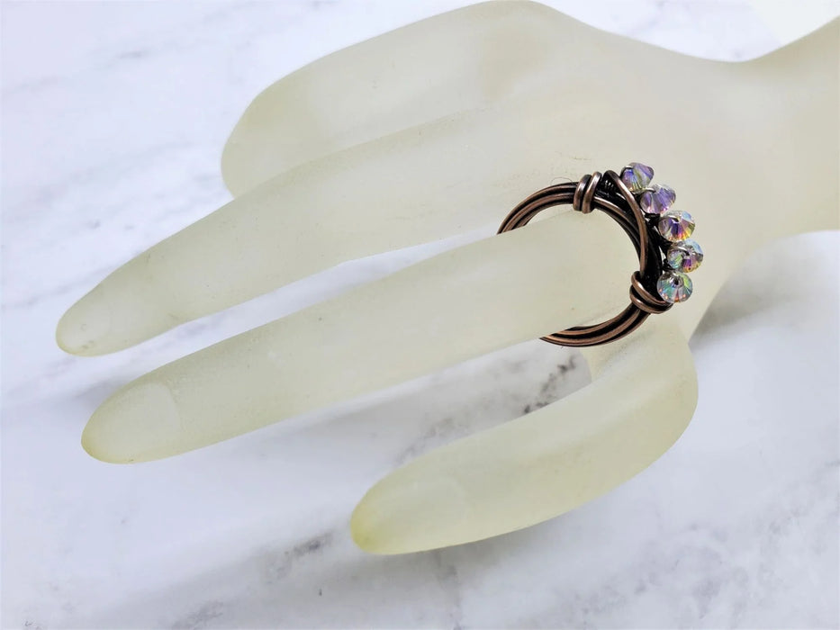 Copper Multi Wire Wrapped Super Sparkly Bling Ring