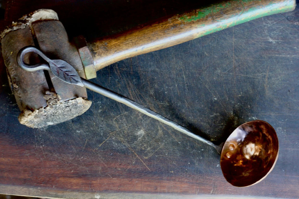 Copper and Steel Ladle - Leaf Handle