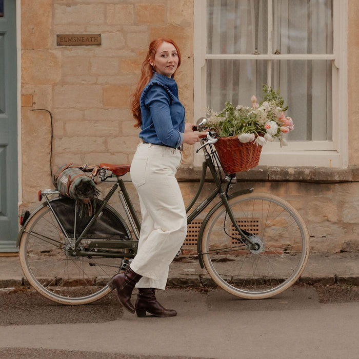 Charlotte Long-Sleeve Cotton Blouse – Dungaree Blue
