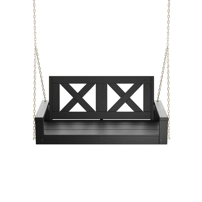 Porchgate Amish Heavy Duty 700 Lb 4-Foot Farmhouse Porch Swing - Tricorn Black