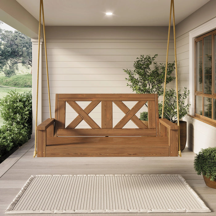 Porchgate Amish Heavy Duty 700 Lb 4-Foot Farmhouse Porch Swing - Oak Stain