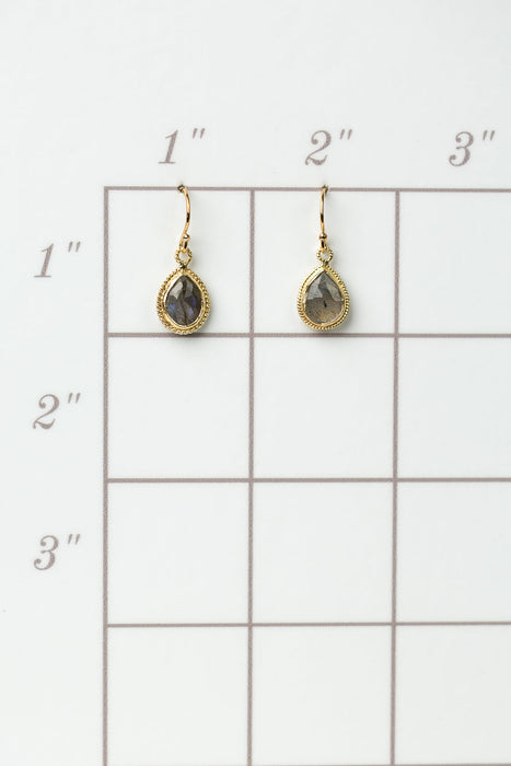 Favorites Labradorite Simple Gold Bezel Earrings