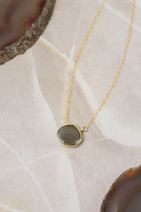 Favorites 16-18" Grey Moonstone Bezel Simple Necklace