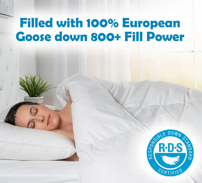European Goose Down White Comforter - Egyptian Cotton