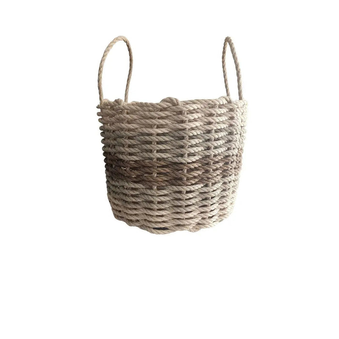 Five Stripe Rope Storage Basket Light tan, tan, brown