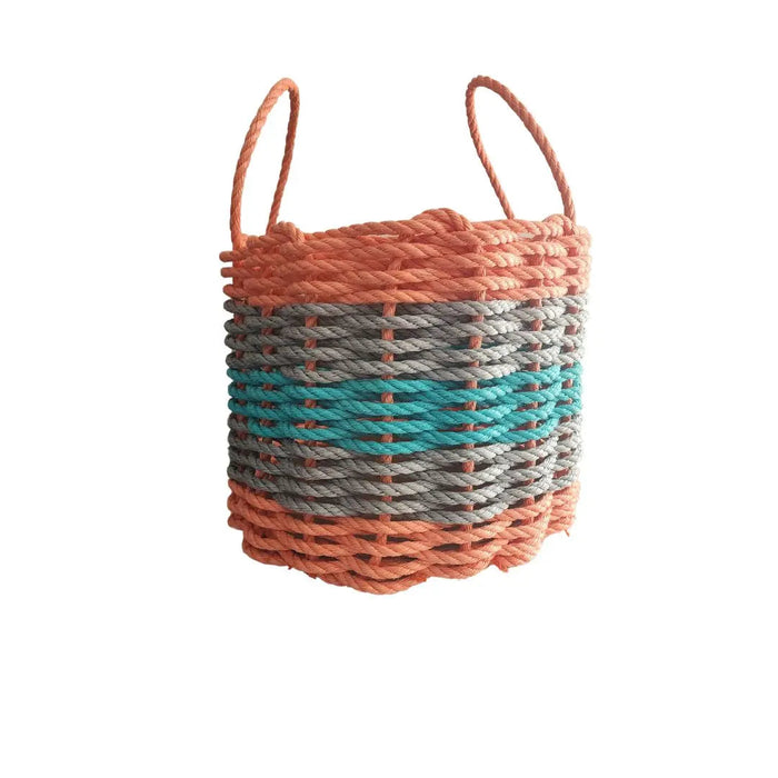 Five Stripe Rope Storage Basket Orange, Gray and Teal