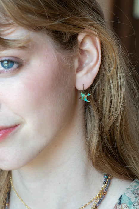 Folklore Patina Brass Sparrow Dangle Earrings