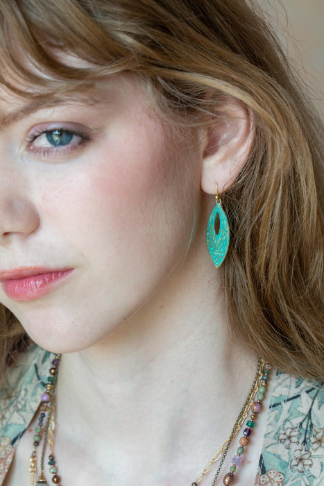 Folklore Patina Ornate Marquise Dangle Earrings