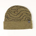 Green beanie with black pattern on a white background