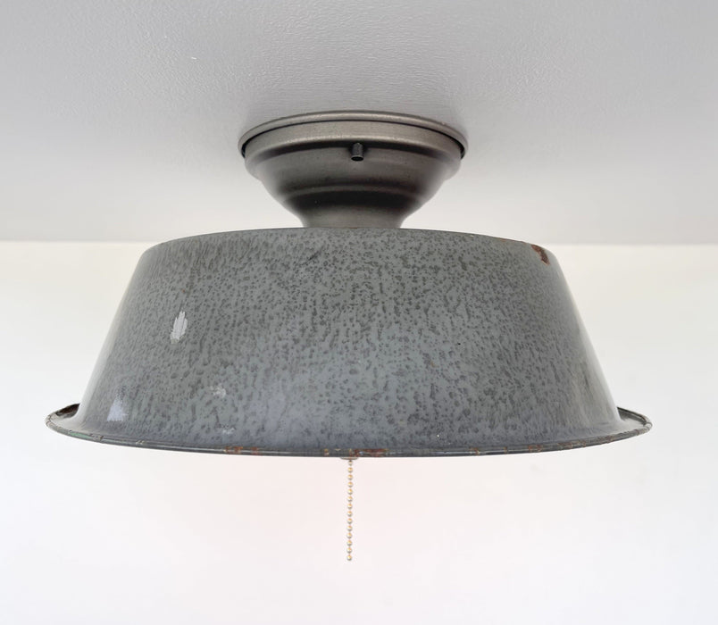 Antique FARMHOUSE GRANITEWARE Pan Ceiling Light