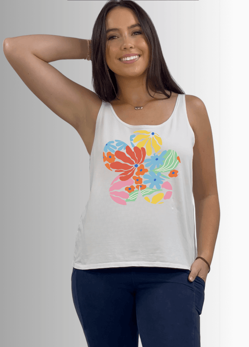 Groovy Flower Premium Cotton Tank Top