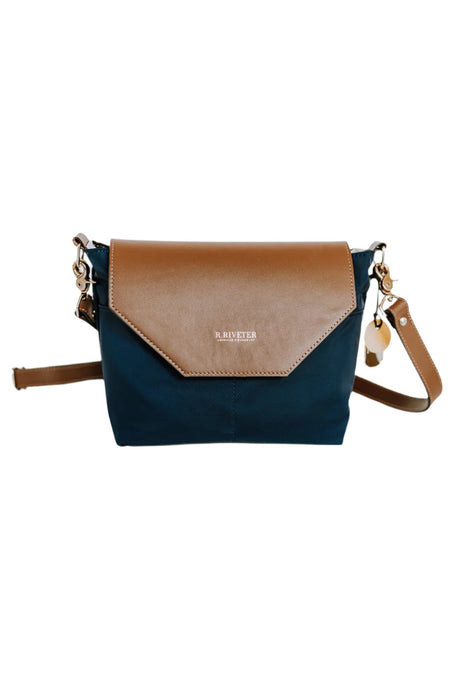 Hobby | Navy Nylon + Brown Leather
