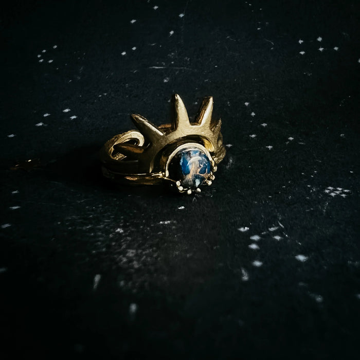 Dark Before the Dawn Sunburst Ring with Copper Lapis Lazuli