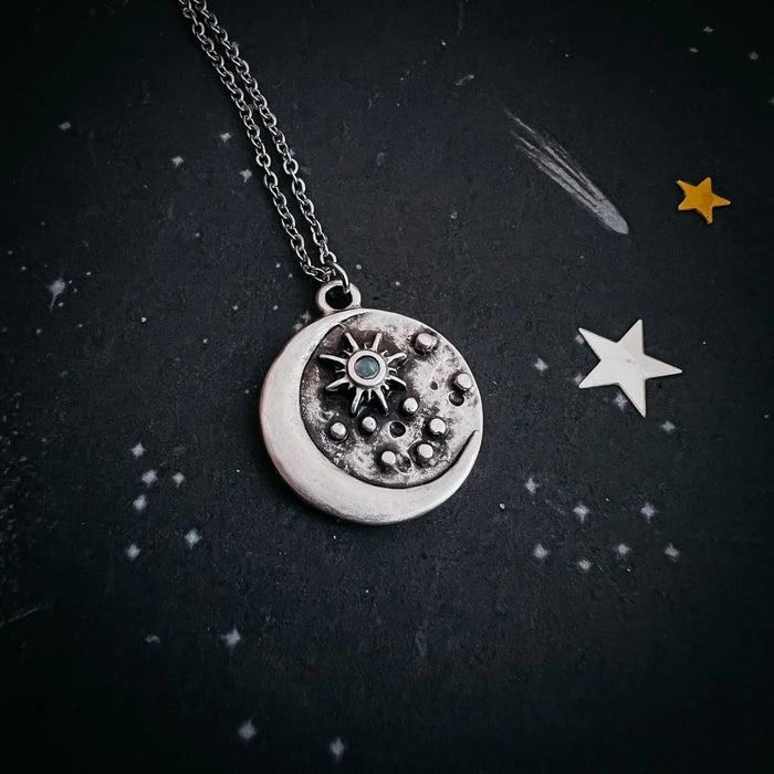 North Star Pendant Necklace with Opal