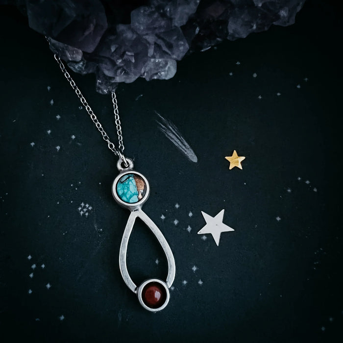 Journey to Mars Necklace - Copper Chrysocolla Earth and Red Jasper Mars