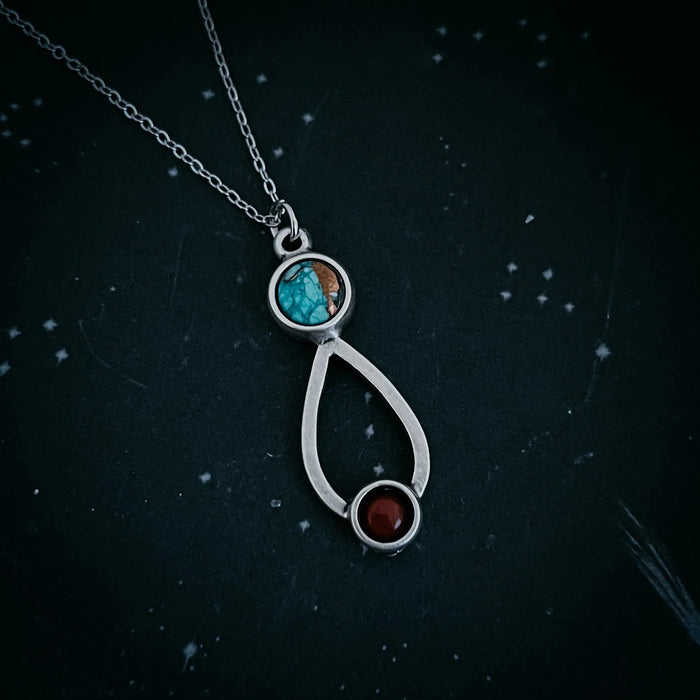 Journey to Mars Necklace - Copper Chrysocolla Earth and Red Jasper Mars