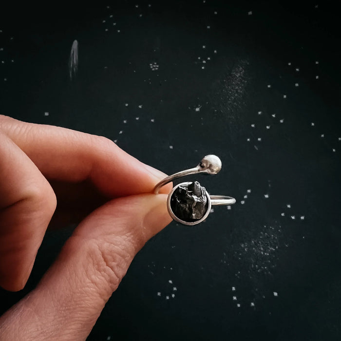 Round Wrap Ring with Authentic Raw Meteorite