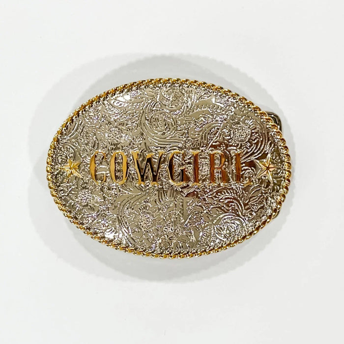 Cowgirl Silver and Gold Stars Belt Buckle by Bourbon Cowgirl