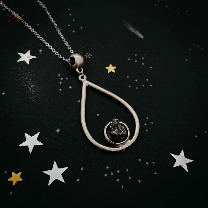 Teardrop Necklace with Authentic Raw Meteorite
