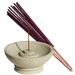 Incense stick holder with purple incense sticks on a transparent background