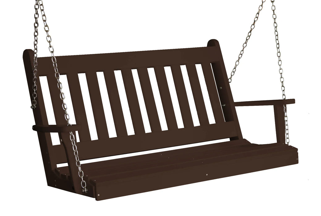 Keystone Amish Co. 5 Foot Franklin Poly Composite Porch Swing, Tudor Brown