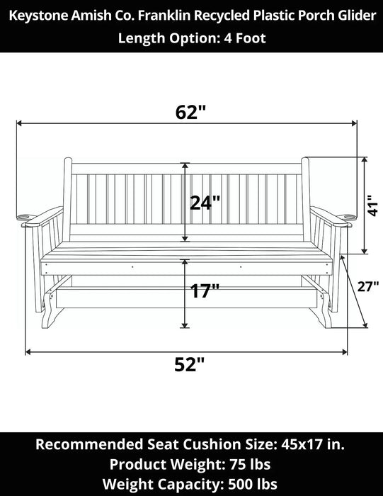 Keystone Amish Co. Franklin Poly Composite Porch Glider