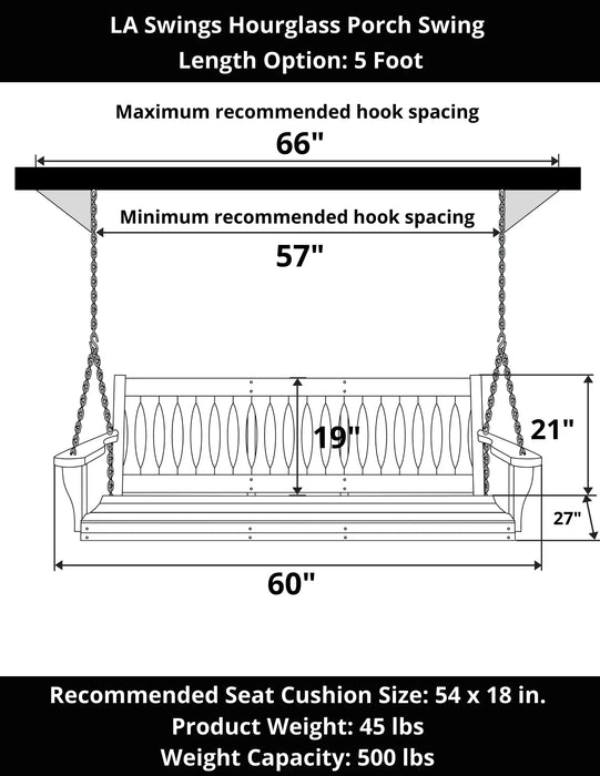 LA Swings Hourglass Porch Swing